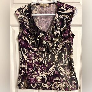 Apt. 9 Purple and Cream Patterned Blouse